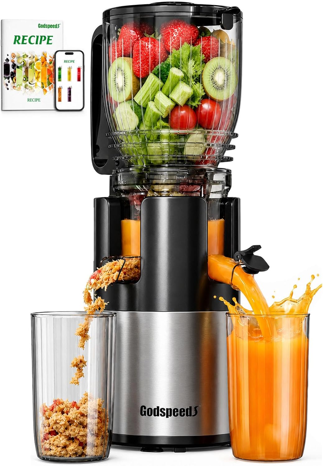 Juicer Cold Press Slow - 5,8 inçlik Geniş Besleme Kanalı ile