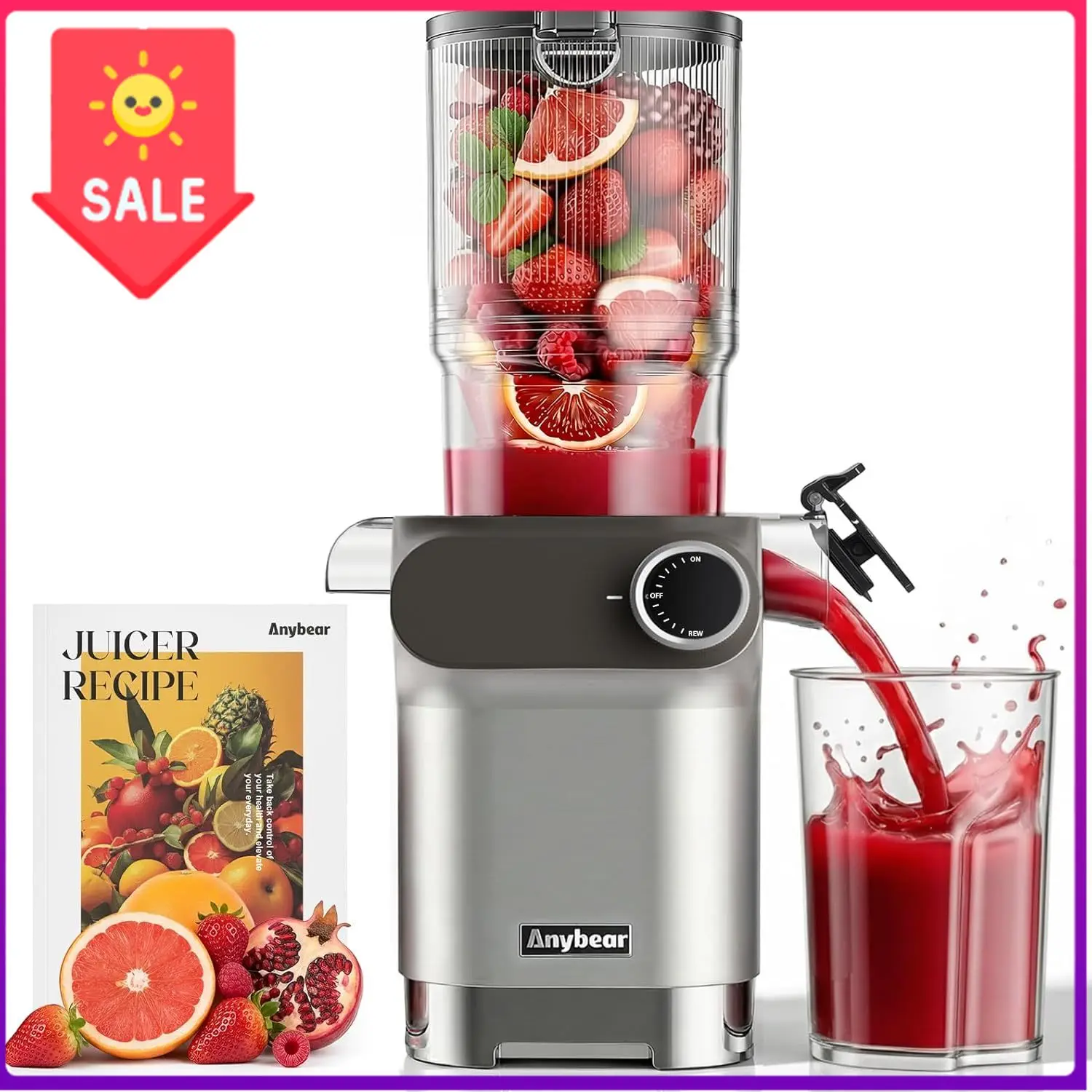 Juicer Cold Press Slow - Bestseller200W Soğuk Sıkım Meyve Sıkacağı, 4.3